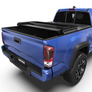 oedro soft tri-fold truck bed tonneau cover compatible with 2016-2023 toyota tacoma with 5ft bed, fleetside with track rail system(excl. trail)