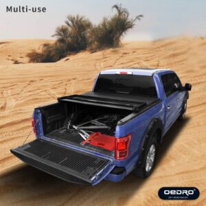 oEdRo Soft Tri-fold Truck Bed Tonneau Cover Compatible with 2016-2023 Toyota Tacoma with 5ft Bed, Fleetside with Track Rail System(Excl. Trail)