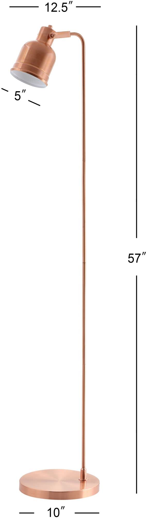 JONATHAN Y JYL6113A Brandon 57" Metal Task LED Floor Lamp, Contemporary, Transitional, Modern, Minimalist, Office, Living Room, Dining Room, Bedroom, Kitchen, Foyer, Hallway, Copper