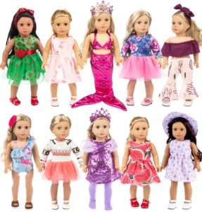 ebuddy 18 inch doll clothes doll accessories 10 sets fashion doll clothes and accessories fit for 18 inch girl doll,most 18 inch dolls(no doll)