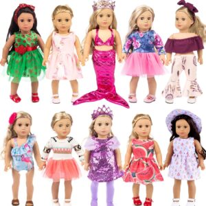 Ebuddy 18 Inch Doll Clothes Doll Accessories 10 Sets Fashion Doll Clothes and Accessories Fit for 18 inch Girl Doll,Most 18 Inch Dolls(No Doll)