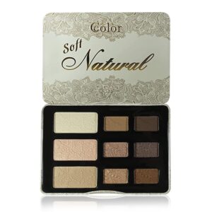 ccolor cosmetics - soft natural, 9-color eyeshadow palettes, highly pigmented eye shadow makeup, long-wearing eye palette, matte & shimmer eye makeup kit with easy-to-blend neutral shades