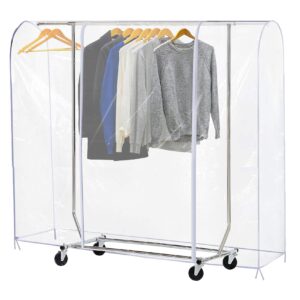 ruibo clear garment rack cover dustproof clothes rack cover with 2 durable zipper/clothing waterproof protector (l:71x20x60 inch), ethylene vinyl acetate