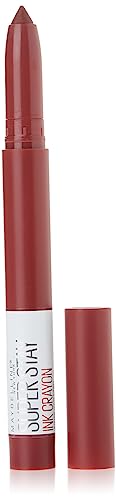 Maybelline Super Stay Ink Crayon Lipstick Makeup, Precision Tip Matte Lip Crayon with Built-in Sharpener, Longwear Up To 8Hrs, Make It Happen, Berry Red, 1 Count