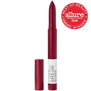 Maybelline Super Stay Ink Crayon Lipstick Makeup, Precision Tip Matte Lip Crayon with Built-in Sharpener, Longwear Up To 8Hrs, Make It Happen, Berry Red, 1 Count