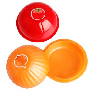 ztforus onion tomato keeper set, reusable refrigerator food saver container with lid onion organizer holder for leftover tomato onion