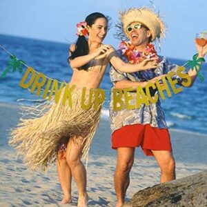 gold glitter hawaii beaches banner hawaii beaches coconut tree banner- hawaii luau summer beach party decoration supplies