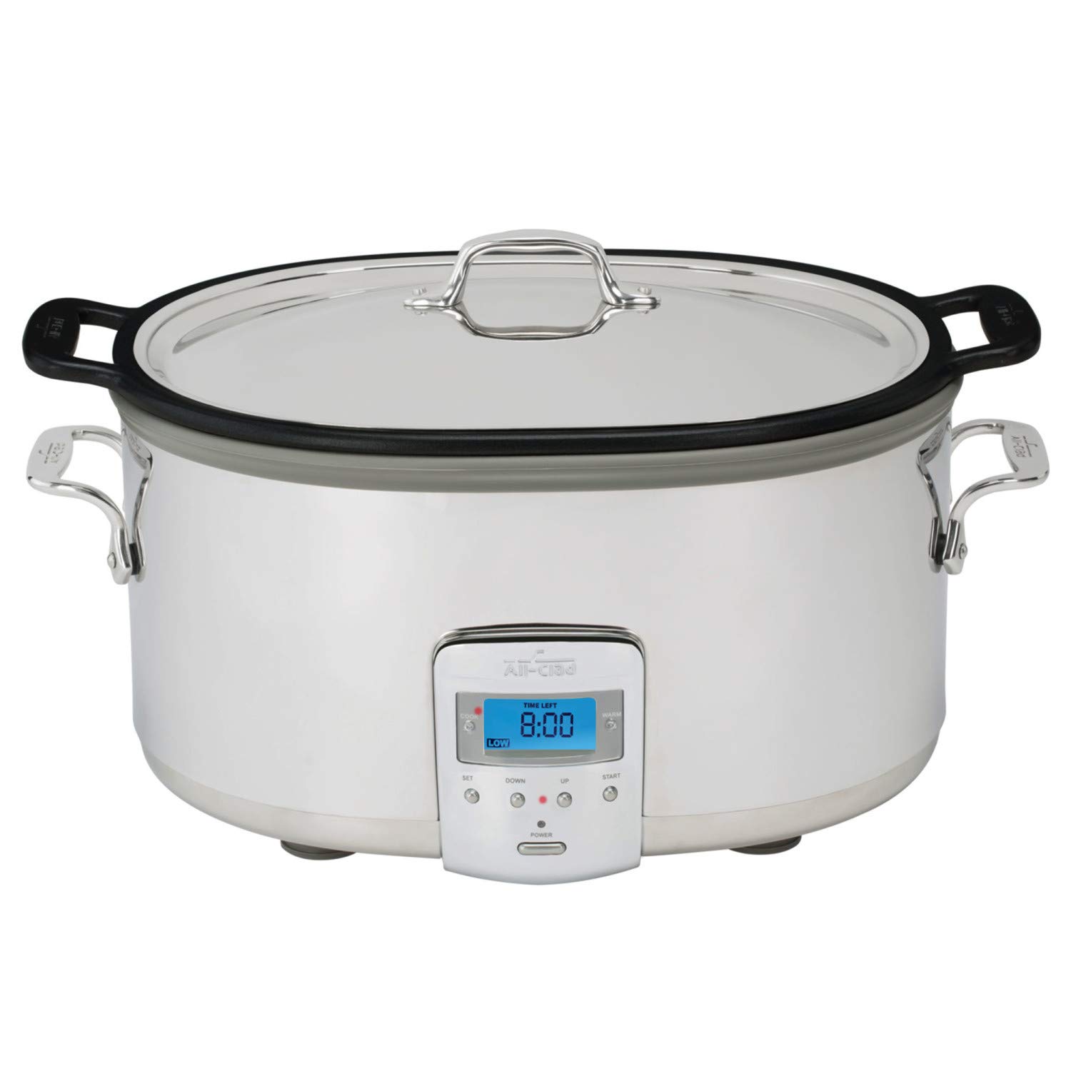 All-Clad Stainless Steel Electric Slow Cooker 7 Quart, Aluminum Insert, Programmable LCD Screen Digital Timer, SD700350, Silver