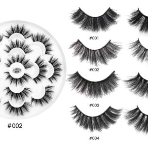 DYSILK Mink Lashes Fake Eyelashes - Wispy Lashes 7 Pairs Faux Mink Eyelashes 6D Lashes Natural Look Pestañas Postizas Wispy Eyelashes Fluffy Lashes Reusable Dramatic Lashes |002