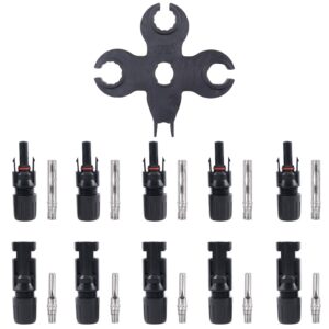 glarks 5 pairs solar panel cable connectors with assembly and disassembly tool wrenches for connecting solar panels, solar pv wire