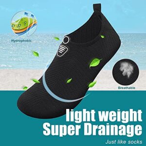 Unisex Water Shoes Quick-Drying Beach Aqua Shoes for Women Men Black Embossed 6-7 W/ 5-6 M US