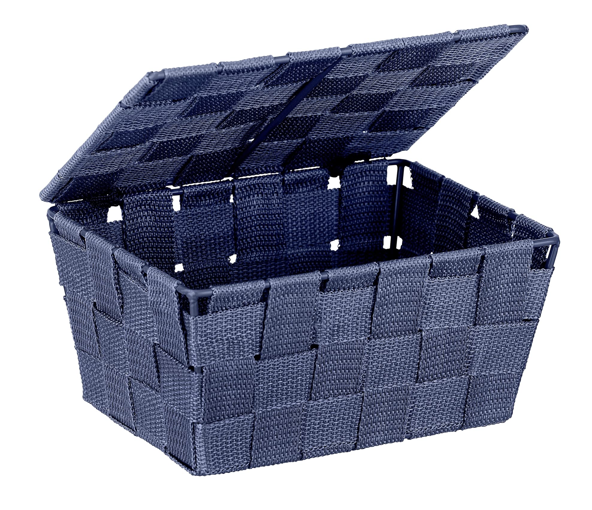 WENKO Adria 23786100 Storage Basket with Lid 19 x 10 x 14 cm Dark Blue