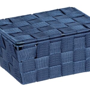 WENKO Adria 23786100 Storage Basket with Lid 19 x 10 x 14 cm Dark Blue