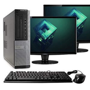 dell optiplex 7010 desktop pc, intel core i5-3470 3.2 ghz, 8gb ram, 500gb hdd, keyboard/mouse, wifi, dual 17" lcd monitors (brands vary), dvd, windows 10 (renewed)