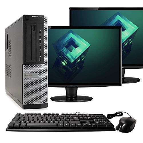Dell Optiplex 7010 Desktop PC, Intel Core i5-3470 3.2 GHz, 8GB RAM, 500GB HDD, Keyboard/Mouse, WiFi, Dual 17" LCD Monitors (Brands Vary), DVD, Windows 10 (Renewed)