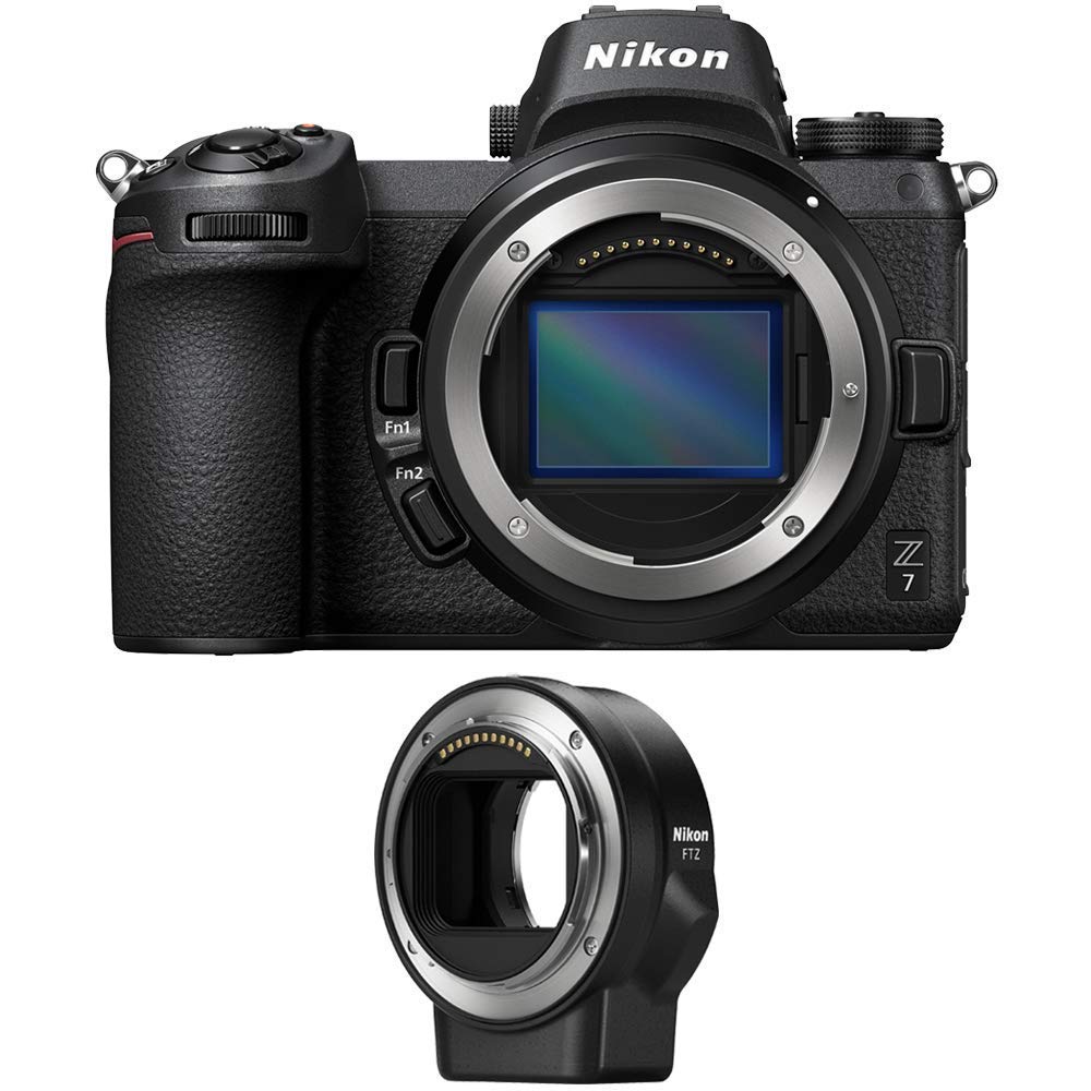 Nikon Z7 45.7MP FX-Format Full-Frame 4K Mirrorless Camera (Body) with FTZ Mount Adapter for NIKKOR F-Mount Lenses (Renewed)