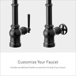 Moen Paterson Matte Black One-Handle Pull-down Kitchen Faucet with Spray Head and Power Boost, Includes Interchangeable Handle, S72003BL