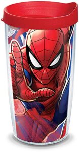 tervis marvel spider-man iconic made in usa double walled insulated tumbler travel cup keeps drinks cold & hot, 16oz, classic