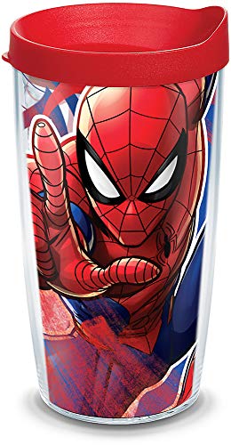 Tervis Marvel Spider-Man Iconic Made in USA Double Walled Insulated Tumbler Travel Cup Keeps Drinks Cold & Hot, 16oz, Classic