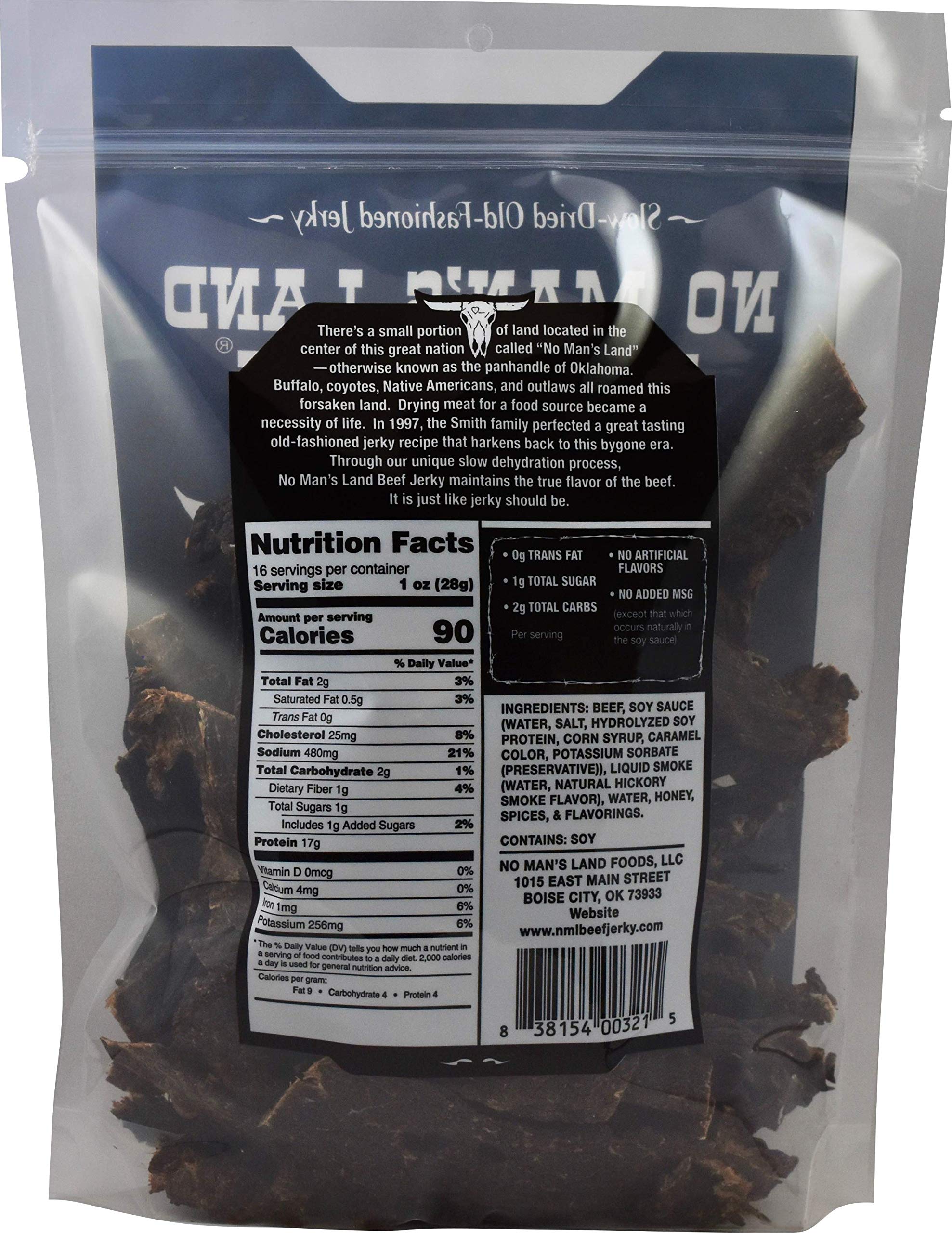 No Man’s Land MILD Beef Jerky High Protein Low Calorie Low Carb Beef Snack 16oz Bag