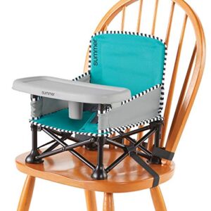 Summer by Bright Starts Pop 'N Sit Portable Booster Chair, Floor Seat, Indoor/Outdoor Use, Compact Fold, Aqua Sugar, 6 Mos - 3 Yrs