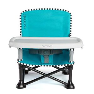 Summer by Bright Starts Pop 'N Sit Portable Booster Chair, Floor Seat, Indoor/Outdoor Use, Compact Fold, Aqua Sugar, 6 Mos - 3 Yrs