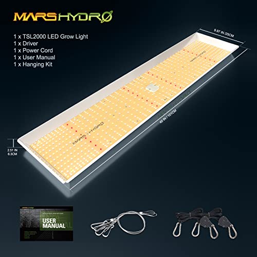 MARS HYDRO 2024 New TSL2000 300 Watt Led Grow Lights for Indoor Plants, Sunlike Full Spectrum Dimmable Daisy Chain Growing Lamps for Hydroponics Seedling Veg Bloom in 4x2/5x3 Grow Tent Greenhouses