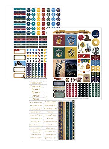 Paper House Productions Harry Potter 12 Month Undated 9.5" Planner with Month and Event Flag Stickers - Hogwarts at Night