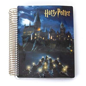 paper house productions harry potter 12 month undated 9.5" planner with month and event flag stickers - hogwarts at night