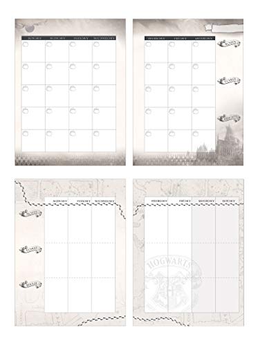 Paper House Productions Harry Potter 12 Month Undated 9.5" Planner with Month and Event Flag Stickers - Hogwarts at Night