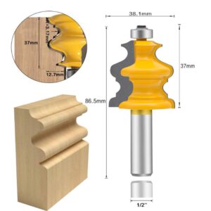 LEATBUY 1/2-Inch Shank Architectural Molding Router Bit Set 5 PCS, Corner Rounding Edge-Forming Roundover Beading Router Bit Set, Woodworking Milling Cutter Tools, Carbide Cutter CNC Router (FJ-55)