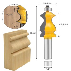 LEATBUY 1/2-Inch Shank Architectural Molding Router Bit Set 5 PCS, Corner Rounding Edge-Forming Roundover Beading Router Bit Set, Woodworking Milling Cutter Tools, Carbide Cutter CNC Router (FJ-55)