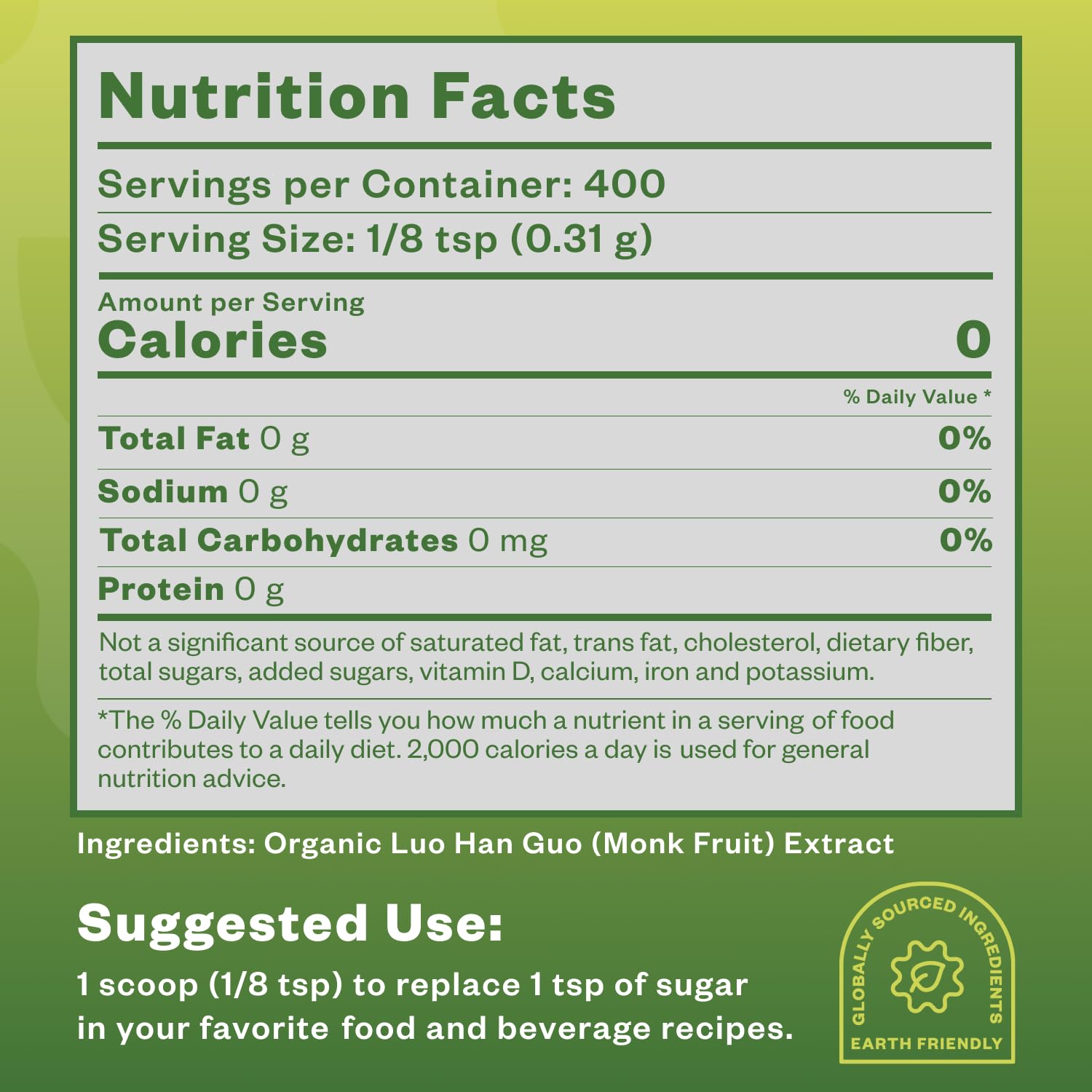 Organic Monk Fruit Sweetener, 125g (4.41oz) 400 Servings, No Fillers Pure USDA Organic Monk Fruit Extract Powder with No Aftertaste, Zero Calorie & Zero Carbs, Keto & Paleo Friendly, by Purisure