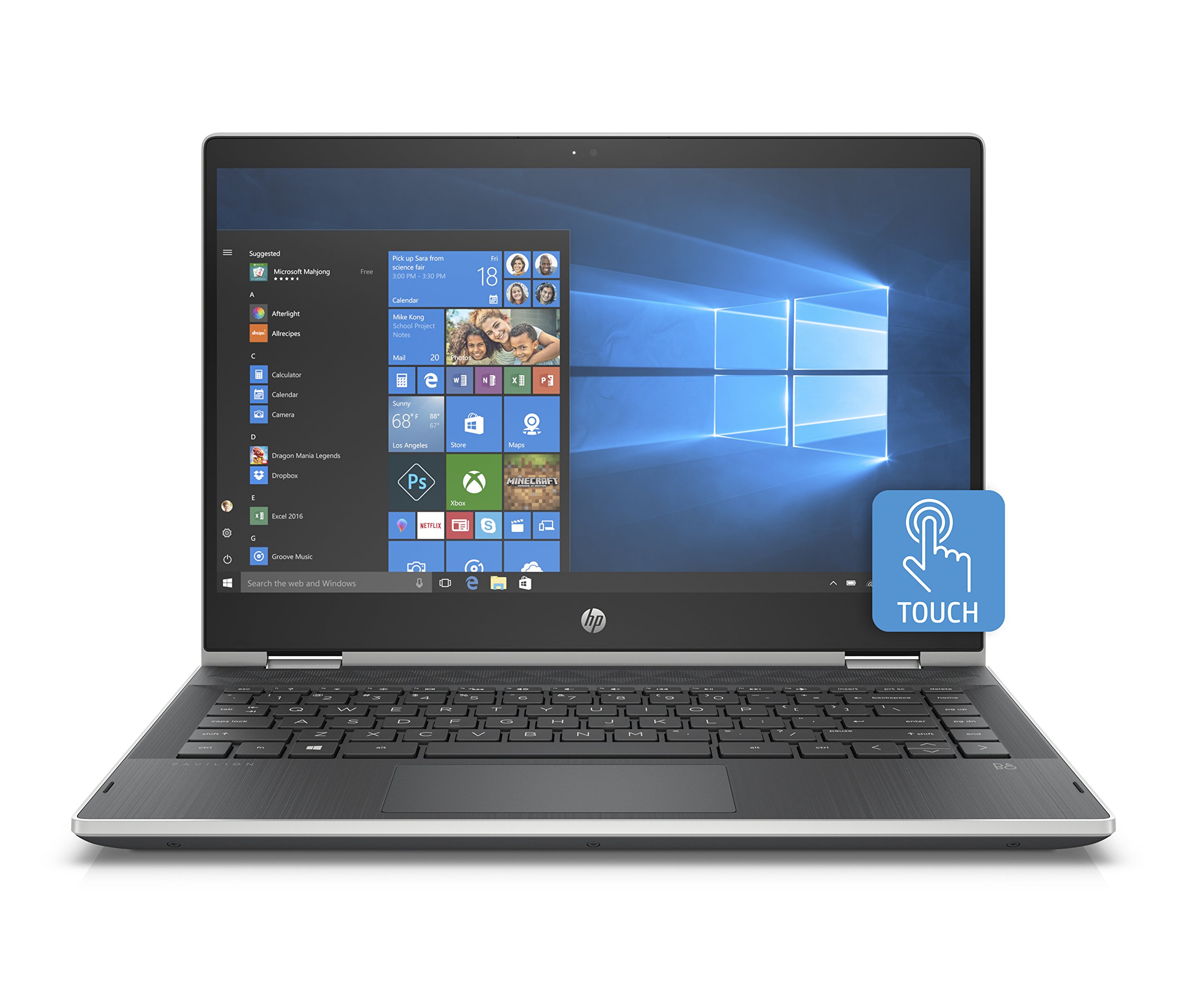 HP Pavilion X360 14-Inch Convertible Laptop, Intel Core I5-8265U Processor, 8 GB RAM, 256 GB Solid-State Drive, Windows 10 Home (14-cd1010nr, Natural Silver)