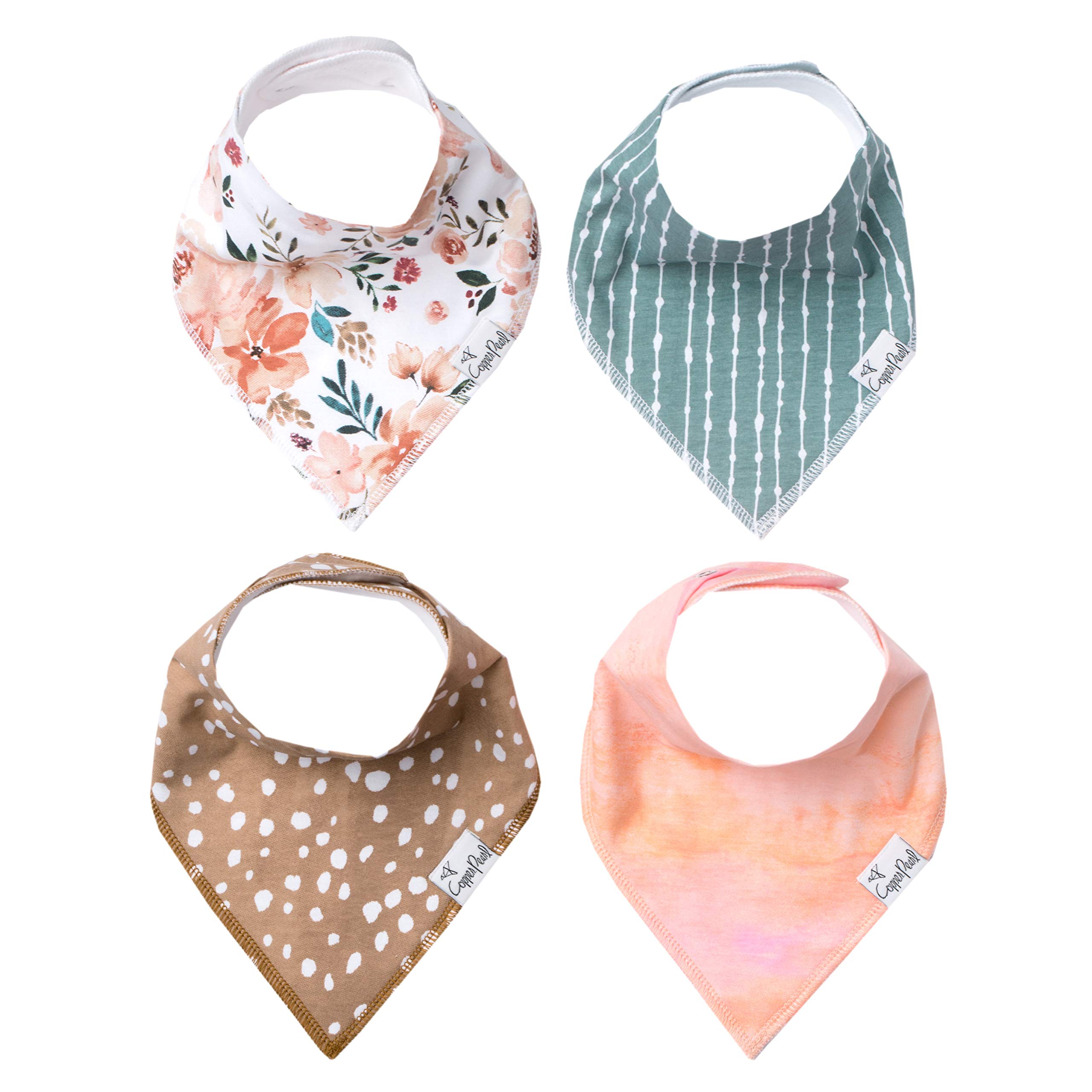 Copper Pearl Baby Bandana Drool Bibs for Drooling and Teething 4 Pack Gift Set “Autumn, Soft Set of Cloth Bandana Bibs for Any Baby Girl or Boy, Cute Registry Ideas for Baby Shower Gifts