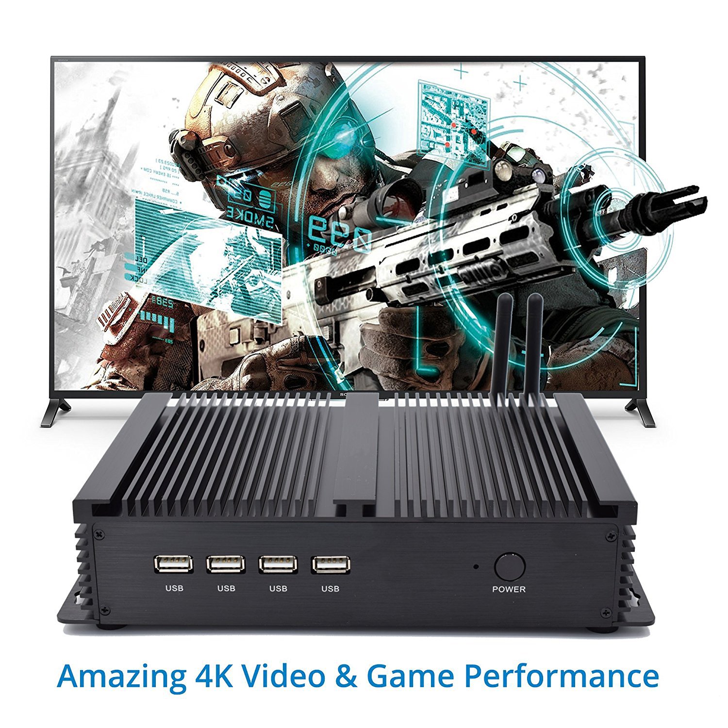 IDEARACE Silent Gaming PC, Intel i5 CPU Personal Computer, 8GB RAM, 512GB SSD, 4xCOM RS232, 2xNICs, HD&VGA, Metal Case, W-11 Pro