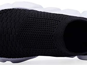 Santiro Kids Sneakers Boys Girls Lightweight Breathable Slip On Knit Sock Walking Shoes Black 1 M US