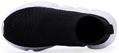 Santiro Kids Sneakers Boys Girls Lightweight Breathable Slip On Knit Sock Walking Shoes Black 1 M US