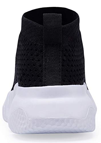 Santiro Kids Sneakers Boys Girls Lightweight Breathable Slip On Knit Sock Walking Shoes Black 1 M US