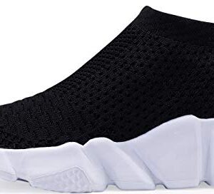 Santiro Kids Sneakers Boys Girls Lightweight Breathable Slip On Knit Sock Walking Shoes Black 1 M US