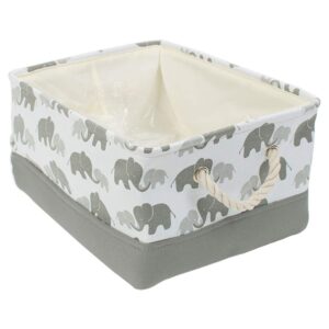 BEYONDY Storage Bins,Fabric Storage Baskets Towel Storage Bin Laundry Toy Basket w Drawstring Closure,Gray Elephant