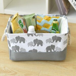 BEYONDY Storage Bins,Fabric Storage Baskets Towel Storage Bin Laundry Toy Basket w Drawstring Closure,Gray Elephant