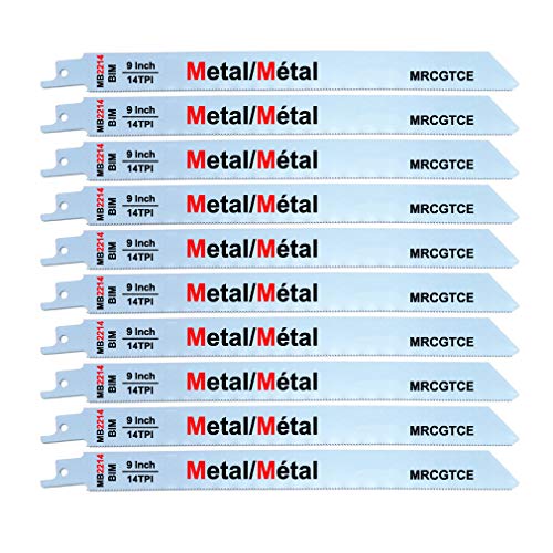 10 Piece 9” 14-TPI Thick Metal Cutting Reciprocating Saw Blades