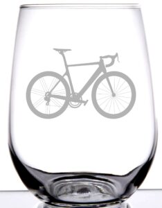 bike boneshaker stemless wine glass | laser etch embedded design | bicycle 2 wheeler | mountain bike | 15 ounce