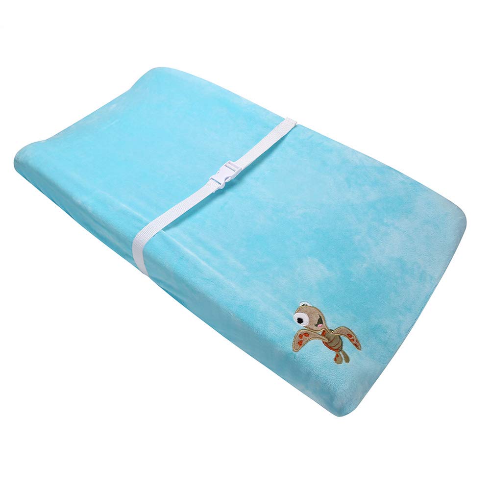 Coral Velvet Nursery Diaper Changing Table Cover Baby Girl Baby Boy Diaper Changing Pad Cover 1PC (Blue Turtle)