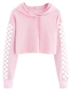 imily bela kids crop tops girls hoodies cute plaid long sleeve fashion sweatshirts pink