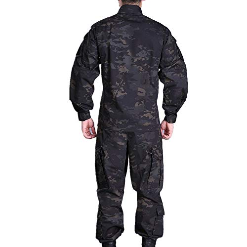 HANSTRONG GEAR Men Tactical BDU Combat Uniform Jacket Shirt & Pants Suit for Army Military Airsoft Paintball Hunting Shooting War Game MCBK(XXL)