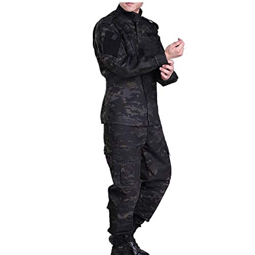 HANSTRONG GEAR Men Tactical BDU Combat Uniform Jacket Shirt & Pants Suit for Army Military Airsoft Paintball Hunting Shooting War Game MCBK(XXL)