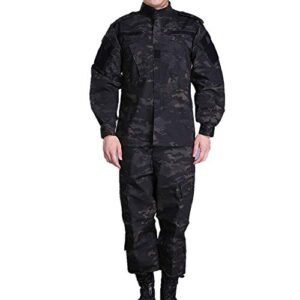 HANSTRONG GEAR Men Tactical BDU Combat Uniform Jacket Shirt & Pants Suit for Army Military Airsoft Paintball Hunting Shooting War Game MCBK(XXL)