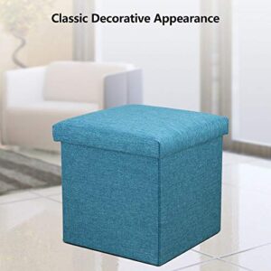 Cosaving Folding Storage Ottoman Storage Cube Seat Foot Rest Stool with Memory Foam for Space Saving, Square Ottoman 11.8x11.8x11.8 inches, Teal